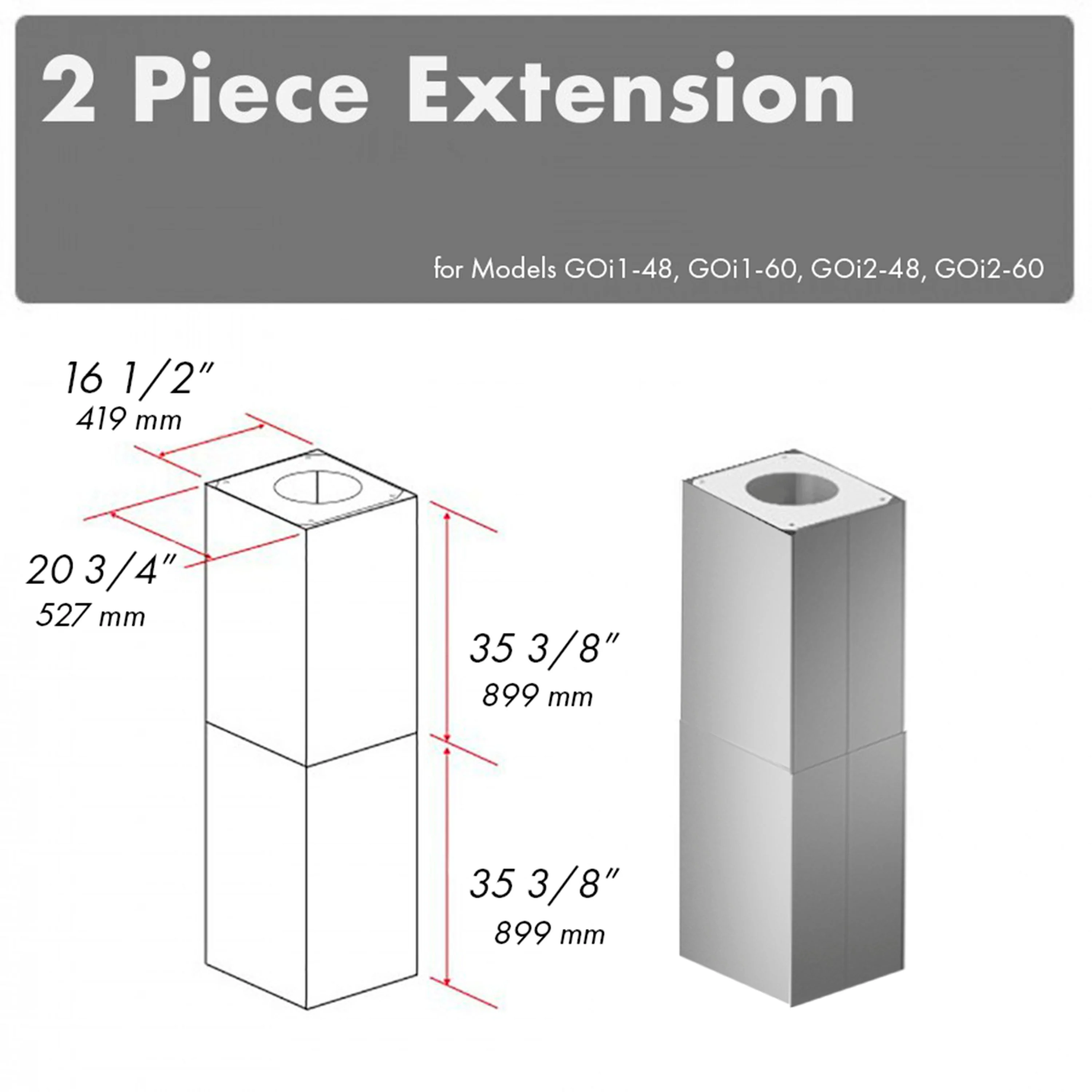 Range Hood Chimney Extensions